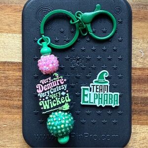 Team Elphaba Wicked beaded Keychain and enamel Pin